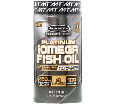 Muscletech, Essential Series, Platinum 100% Omega Fish Oil, 100 Soft Gels
