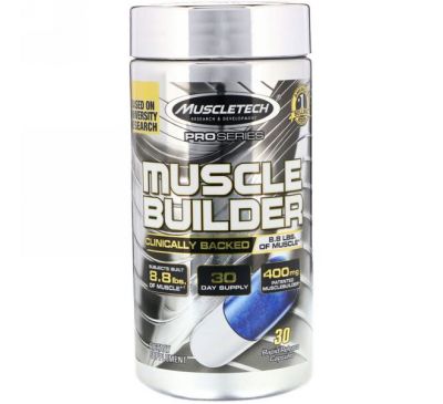 Muscletech, Pro Series, средство для роста мышечной массы Muscle Builder, 30 капсул с медленным высвобождением