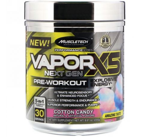 Muscletech, VaporX5 Next Gen Pre-Workout, Cotton Candy, 8.61 oz (244 g)