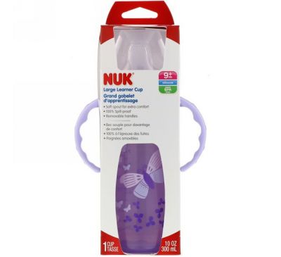 NUK, Большая бутылочка для обучения питью, от 9 месяцев, девочка из джунглей, 1 бутылочка, 10 унций (300 мл)