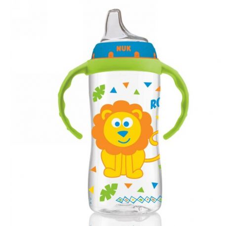 NUK, Большая бутылочка для обучения питью, от 9 месяцев, мальчик из джунглей, 1 бутылочка, 10 унций (300 мл)