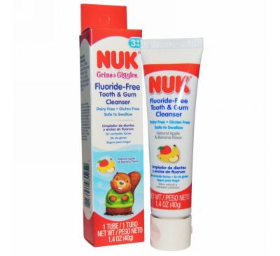 NUK, Средство для чистки зубов и десен без фтора, яблоко и банан, 1,4 унции (40 г)