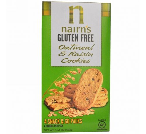 Nairn's Inc, Овсяные печенья без клейковины с изюмом, 5.64 унций (160 г)