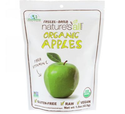 Natierra, Органические высушенные яблоки, 42,5 г