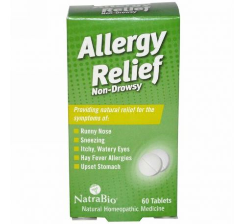 NatraBio, Allergy Relief, не вызывает сонливости, 60 таблеток