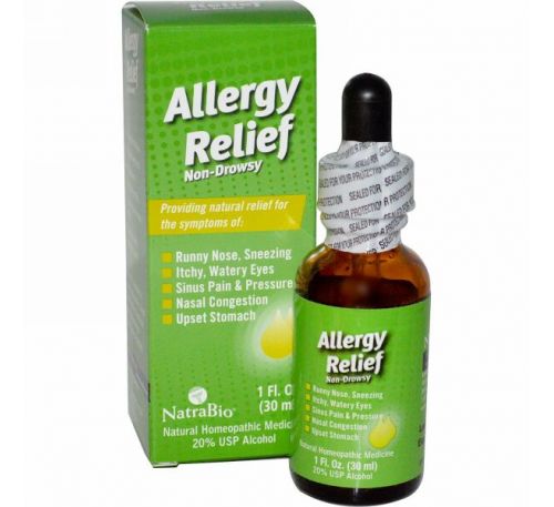 NatraBio, Облегчение при аллергии, не вызывает сонливости, 1 жидкая унция (30 мл)