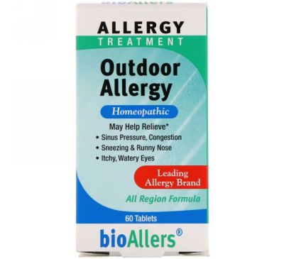 NatraBio, bioAllers, лечение аллергии, аллергия на открытом воздухе, 60 таблеток