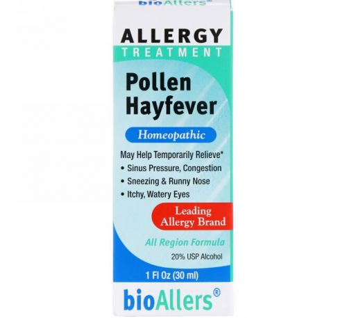 NatraBio, bioAllers, лечение аллергии, поллиноз, 1 жидкая унция (30 мл)
