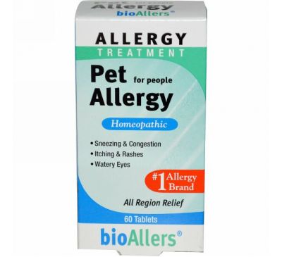 NatraBio, bioAllers, лечение аллергии на домашних животных, 60 таблеток