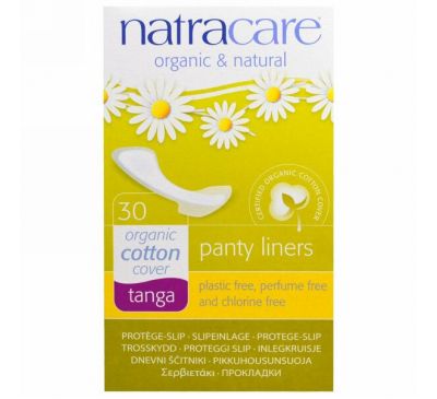Natracare, Ежедневные прокладки, органический хлопок, танга, 30 прокладок