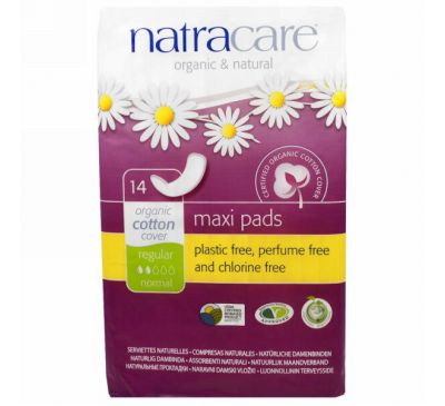 Natracare, Натуральные прокладки, стандартные/обычные, 14 стандартных прокладок