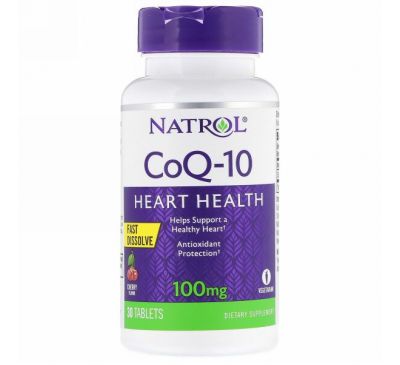 Natrol, CoQ-10, Быстрорастворимый, со вкусом вишни, 100 мг, 30 таблеток