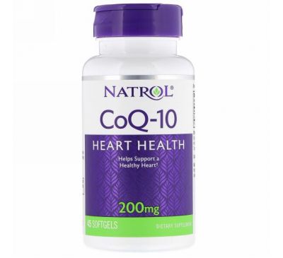 Natrol, Коэнзим Q10, 200 мг, 45 гелевых капсул