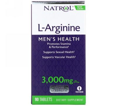 Natrol, L-аргинин, 3000 мг, 90 таблеток