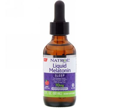 Natrol, Liquid Melatonin, Sleep, Berry Natural Flavor, 10 mg, 2 fl oz (60 ml)