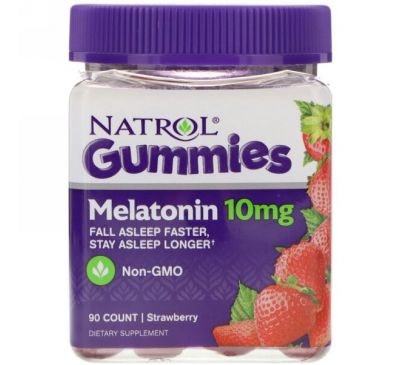 Natrol, Мармеладки, мелатонин, клубника, 10 мг, 90 штук