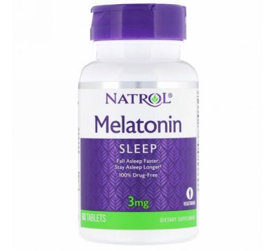 Natrol, Мелатонин, 3 мг, 60 таблеток