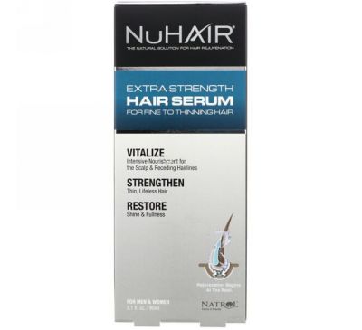 Natrol, NuHair, сильнейшая сыворотка для волос, подходящая мужчинам и женщинам, 3,1 ж. унц. (90 мл)