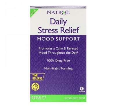 Natrol, Облегчение повседневного стресса, Таблетка пролонгированного действия, 30 таблеток