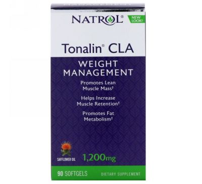 Natrol, Tonalin CLA, с сафлоровым маслом, 1200 мг, 90 мягких таблеток