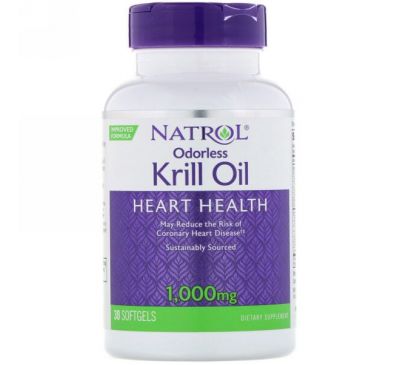 Natrol, Жир криля без запаха, 1000 мг, 30 мягких желатиновых капсул