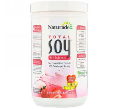 Naturade, Абсолютная соя (Total Soy) 100% натуральный заменитель пищи, клубника со сливками, 17,88 унции (507 г)