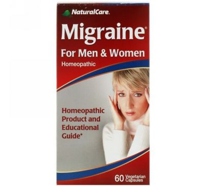NaturalCare, Средство от мигрени, для мужчин и женщин, 60 капсул