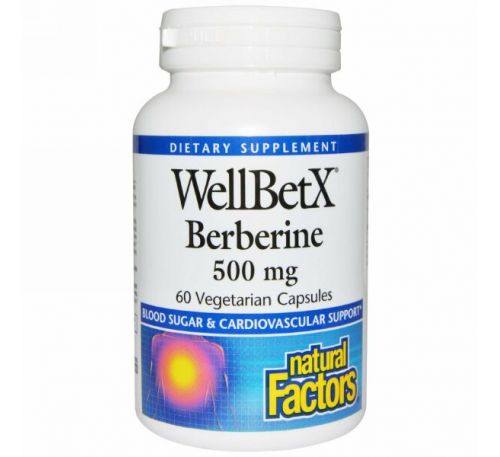 Natural Factors, Берберин WellBetX, 500 мг, 60 вегетарианских акций