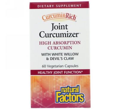 Natural Factors, CurcuminRich, средство для суставов на основе куркумина, 60 вегетарианских капсул