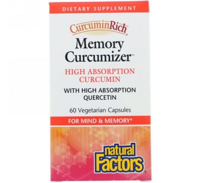 Natural Factors, "Куркуминовое богатство", пищевая добавка для оптимизации памяти, 60 мягких желатиновых капсул с жидкостью