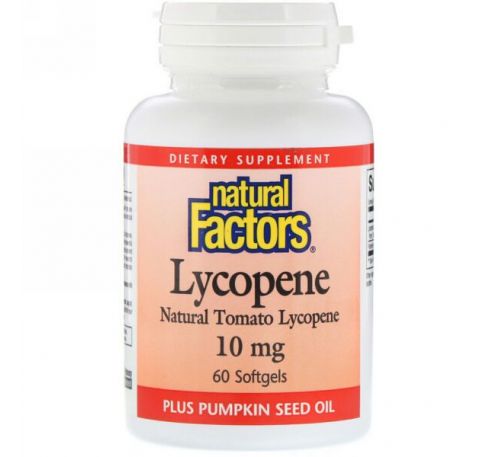 Natural Factors, Ликопин, 10 мг, 60 мягких капсул