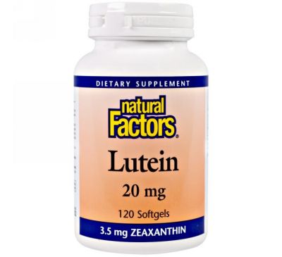 Natural Factors, Лютеин, 20 мг, 120 желатиновых капсул