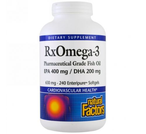 Natural Factors, Natural Factors, Rx Omega-3, 400 мг ЭПК и 200 мг ДГК, 240 мягких таблеток