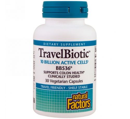 Natural Factors, Travel Biotic BB536, 30 вегетарианских капсул