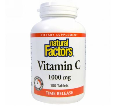 Natural Factors, Витамин C, медленное высвобождение, 1000 мг, 180 таблеток