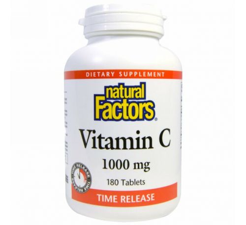 Natural Factors, Витамин C, медленное высвобождение, 1000 мг, 180 таблеток