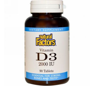Natural Factors, Витамин D3, 2000 IU, 90 таблеток