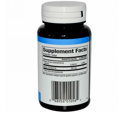 Natural Factors, Витамин D3, 5000 МЕ, 120 гелевых капсул