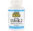Natural Factors, Витамин D3 и K2, 60 гелевых капсул