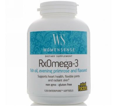 Natural Factors, WomenSense, RxOmega-3, 120 мягких таблеток Enteripure