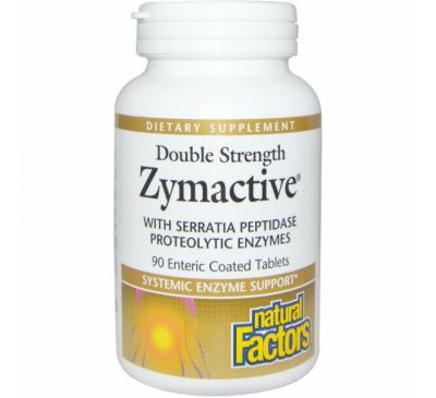 Natural Factors, Zymactive, двойная сила, 90 таблеток в кишечнорастворимой оболочке