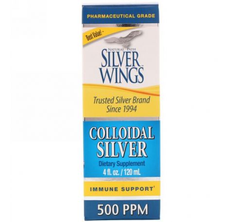 Natural Path Silver Wings, Коллоидное серебро, 500 ppm, 4 жидкие унции (120 мл)