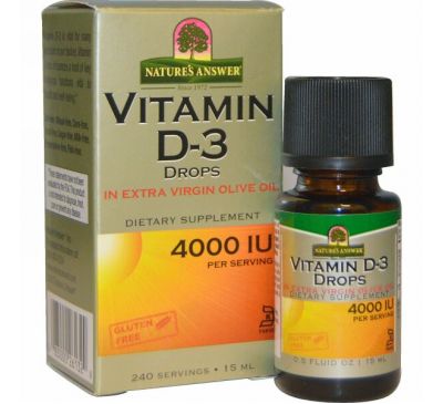 Nature's Answer, Витамин D-3 в каплях, 4000 МЕ, 15 мл
