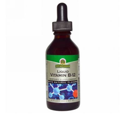 Nature's Answer, Жидкий витамин B-12, с натуральными ароматизаторами, 2 жидкие унции (60 мл)