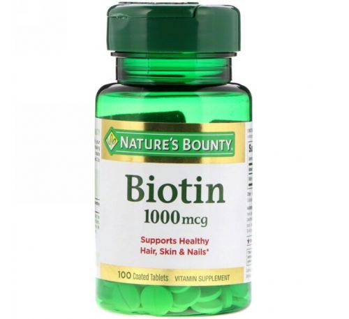Nature's Bounty, Биотин, 1000 мкг, 100 таблеток с оболочкой
