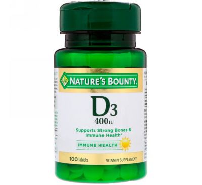 Nature's Bounty, D3, 400 МЕ, 100 таблеток