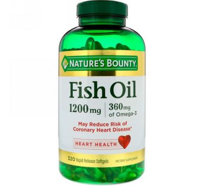 Nature's Bounty, Рыбий жир, 1200 мг, 320 гелевых капсул
