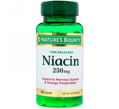 Nature's Bounty, Time Released Niacin, 250 mg, 90 Capsules