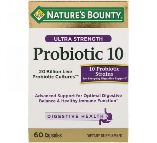 Nature's Bounty, Ультра эффективный пробиотик 10, 60 капсул