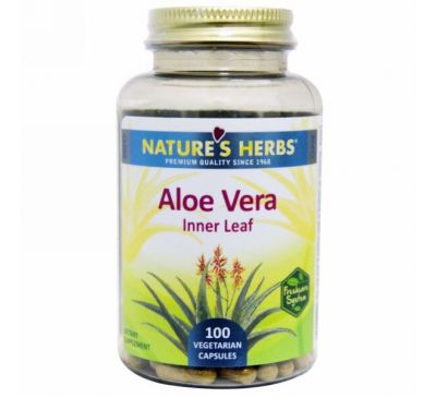 Nature's Herbs, Алоэ вера, мякоть листьев, 100 вегетарианских капсул